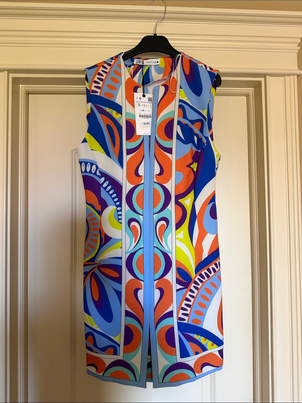 Zara Blue, Orange, Purple & Yellow Abstract Sleeveless Swim Cover-Up